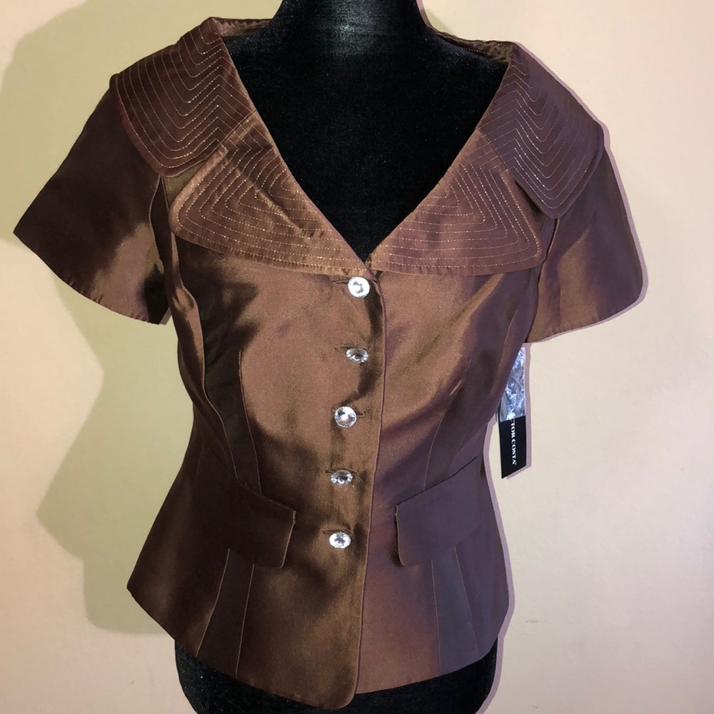Victor Costa Rhinestone Short Sleeve Jacket